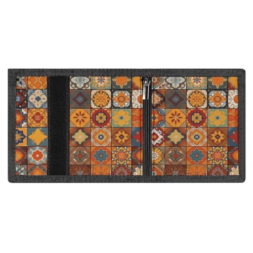 Group of Moroccan Geometric Trifold Wallet for Men - Money Clip Slim Wallets with Multiple Card Slots Minimalist Small Front Pocket Wallet for Everyday Carry4