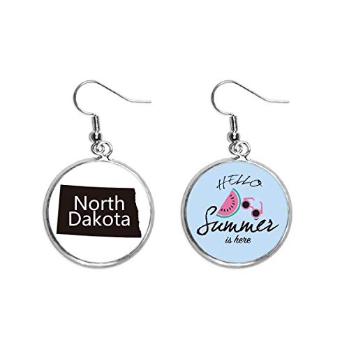 Pendientes de sandía y mapa de Dakota del Norte: pendientes americanos para verano