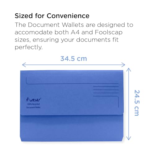 Exacompta Forever Document Wallets, 290gsm, Foolscap - Blue, Pack of 252