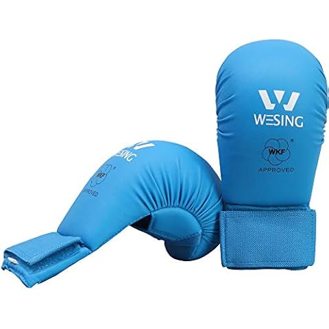 Wesing WKF Sparing Karate Gloves Without Thumb Protection Blue Red (Blue, S) Cover
