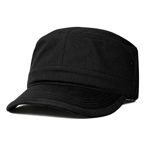 Trendy Apparel Shop Oversize XXL Flat Top Style Army Cap - Black - 2XL Trendy Apparel Shop Oversize XXL Flat Top Style Army Cap - Black - 2XL