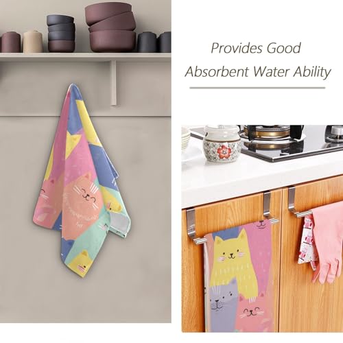 Toallas de mano absorbentes y suaves de algodón, pack de 2 toallas decorativas de gato 8