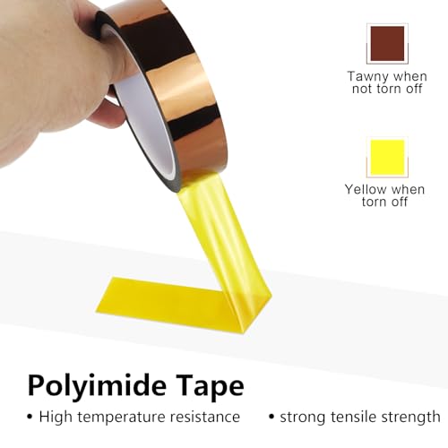 Image of BOMEI PACK Heat Resistant Tape,Thermal Tape,High Temperature Tape,Heat Vinyl Press Tape for Heat Transfer,Polyimide Tape for Protecting CPU, PCB Circuit Board (25mm x 33m)