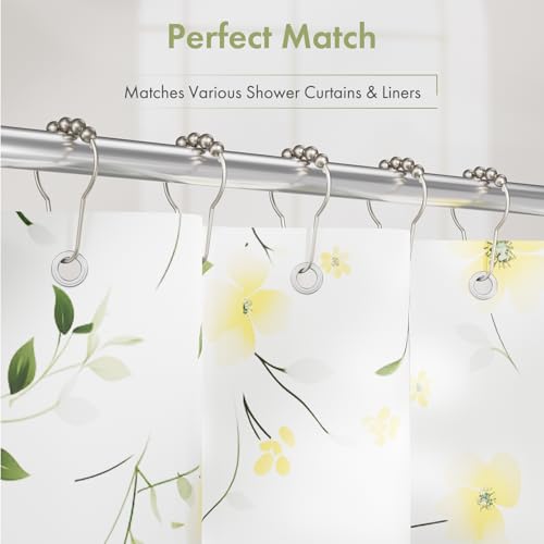 Image of Amazer Decorative Shower Curtain Hooks, Shower Curtain Hooks Rust Proof Stainless Steel Shower Curtain Hooks, Shower Hooks for Shower Curtain Bathroom 12PCS, Matte Nickel