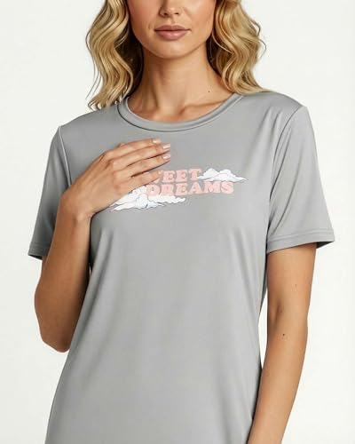 Image of Real Essentials 3 Pack: Women's Short Sleeve Nightgown Dress - Nightshirt Pajama Sleep Shirt Sleepwear (Available in Plus)