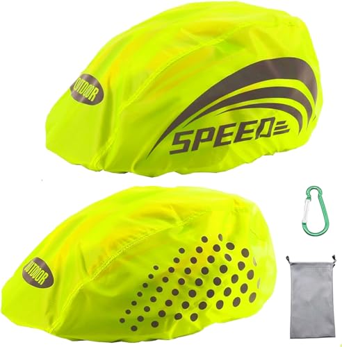 LandJoy Helmüberzug Fahrradhelm Regenschutz Fahrrad Helm Cover Regen mit Reflektoren Elemente, Wasserdicht Windabweisend Atmungsaktiv (2 Stück)