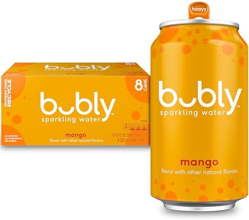 bubly Sparkling Water, Mango, 12 Fl Oz Cans (8 Pack) | Zero Sugar, Zero Calories, Seltzer Water