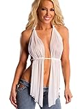 Wicked Temptations Sexy Semi Sheer Jersey Halter Top White One Size Made in the USA
