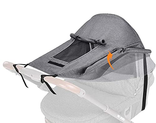 LXLUOO Parasol para cochecito de bebé, parasol para cochecito de bebé, con ventana para cochecito de bebé, protección UV, resistente al agua (gris) Cover