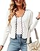 SECRETEYARD Womens Cropped Cardigan Knit Shrugs for Dresses Tops V Neck Button Down Cardigans Sweaters