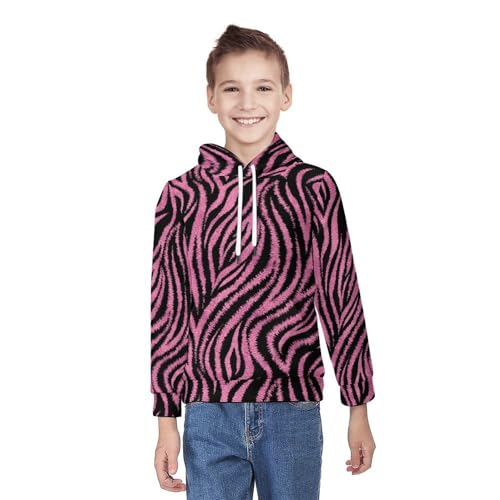 Zebra Pattern Hoodie Youth Sweatshirts Pullover Hoode Casual Loose Kids Hooded Athletic Shirt Tops 7-18 Years2
