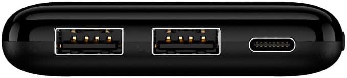 Top view of Setty Powerbank showing two USB-A output ports, one Micro-USB input port, and one USB-C input port.