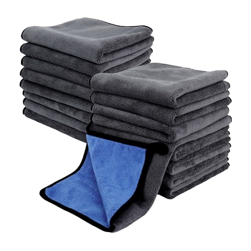 PEDOBALI 24 Pcs Microfiber Cleaning Towels 15.75 Inch Auto Detailing Absorbent Towels 800 GSM Thick...