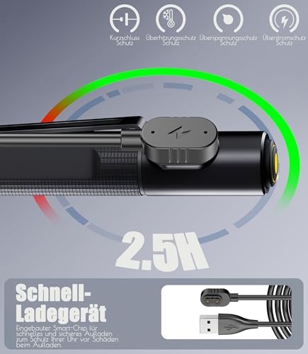 Ermorgen 1 Stück Ladekabel Kompatibel mit LEDLENSER P&H Models für P7R P6R P5R P18R H5R H7R H15R HF6R HF8R USB-A zu Magnetischem Ladegerät - Schwarz