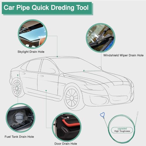 Image of STHIRA 3m Car Drain Pipe Cleaning Brush for Sunroof & Sewer, Flexible Long Hose Unclogger Auto Accessories Tool for Car Drain Holes Removes Clogs & Dirt, Universal Fit Drain Cleaning Tool