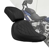 HDBUBALUS Motorcycle Driver Passenger Seat Cushion Two Up Seat Pillion Seat Fit for Harley Fat Boy FLFB Fatboy FLFBS 114 2018-Up (Black Stitching)