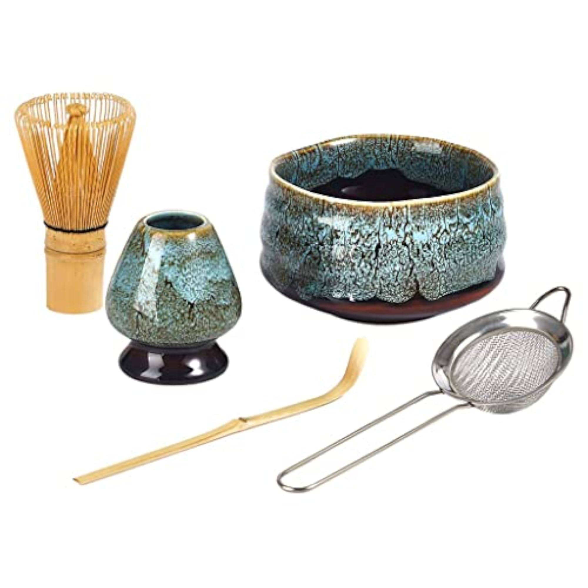 5pc Matcha Bowl and Tea Set for Beginners, Blue