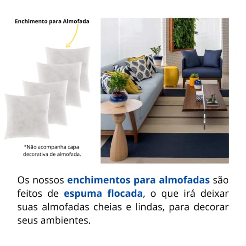 Kit 4 Refil Enchimento para Almofada 45cm x 45cm Espuma em Flocos