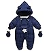 BéBé Combinaisons de Neige Barboteuse D'Hiver à Capuche pour Enfant Polaire à Glissière pour Garçons et Filles Vêtements de Neige épais Bleu 18-24 Mois