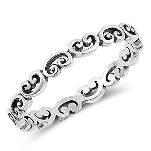 CloseoutWarehouse 925 Sterling Silver Petroglyph Eternity Ring