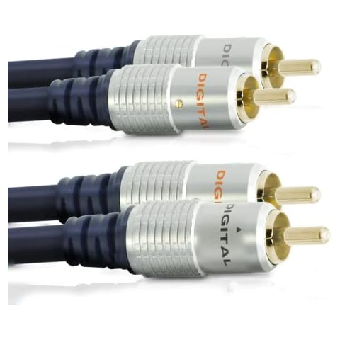 CableMountain 2xRCA to 2x RCA Cables - Gold Plated Male-to-Male Phono to Phono Cable | RCA Audio Cable for Amplifier, Turntable, TV, Home Theater, Speakers and HiFi Systems | 1 Meter Cover