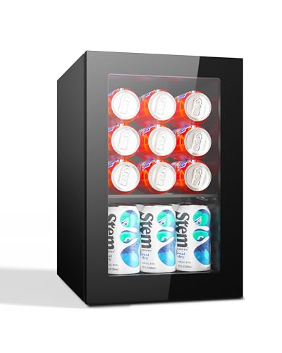 Image of ICEVIVAL Mini Beverage Refrigerator, Holds 24 Cans, Compact Fridge with Quiet Compressor, Digital Temperature Control (40°F-61°F), LED Light; Perfect for Home, Bar, or Office Use
