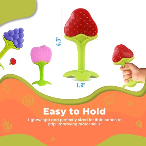 Image of Safe-O-Kid BPA-Free Organic Silicone Fruit Teether | Soft, Non-Toxic Teething Relief for Infants & Toddlers | Food-Grade, Multicolor for 0-12 Months