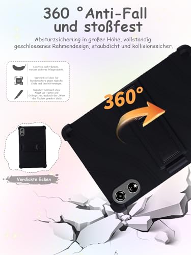 Coque Blackview MEGA 3 12,1 pouces silicone noir avec support - 5