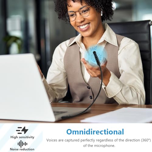 Image of HOTUT USB Microphone for Computer, Conference USB Microphone Metal Computer Condenser PC Mic, 360 Omnidirectional Conference Microphone for Online Chatting,Zoom Call,Online Meeting,Video Conference