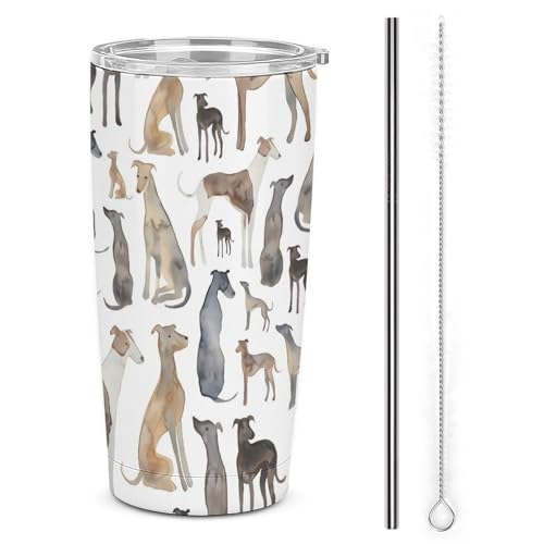 20oz Tumbler with Lid And Straw Greyhounds Wippets And Lurcher Do...