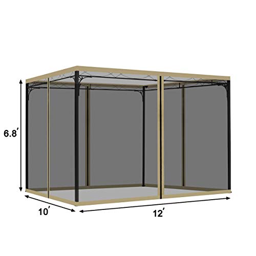 Cowvie Gazebo Netting Screen Replacement Universal 4-Panel Sidewalls 10' X 12' ( Only Netting) #TOP2