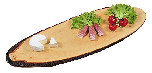 Kesper Planche de service en écorce en bois d'aulne laqué de qualité alimentaire, 70-79 x 25 cm