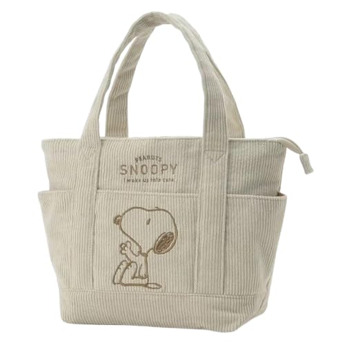 [Herdeer] スヌーピー トート コーデュロイ マザーズ 大容量 ズック バッグ 買い物バッグダー おしゃれ 丈夫 通勤 通学バッグ かわいい エコバッグ 非公式 (1) [並行輸入品]