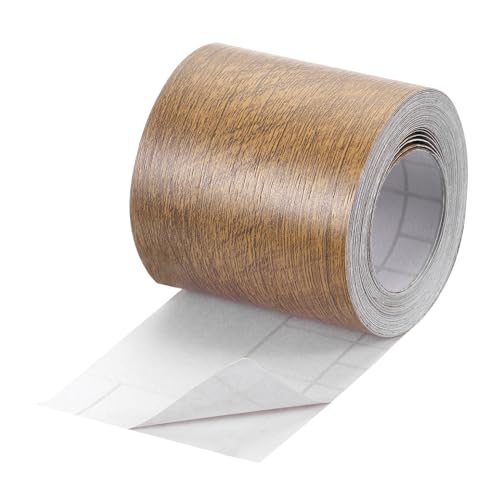 Image of uxcell 1 Roll Wood Grain Tape, 2.36 inch x 26 Ft Realistic Textured Repair Tape Self Adhesive Wood Textured Patch for Floor Wall Door Table Cabinets Desk Furniture Home Decor(Coffee Color)