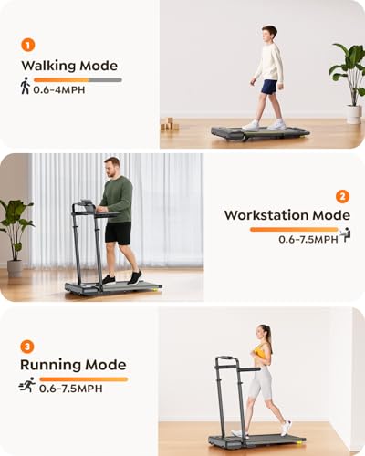 Image of Acezoe 3 in 1 Under Desk Treadmill with Incline, Walking Pad with Removable Desk Workstation, Adjustable Height for Different Need, 300lbs Capacity, Foldable Compact for Home Small Office