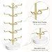 Mkono 360° Rotating Sunglasses Organizer Metal Eyeglass Holder Stand Sunglass Storage Display Eyeglasses Rack for up to 10 Pairs of Eyewear Glasses for Table Dresser Desk Countertop Bedroom, Gold