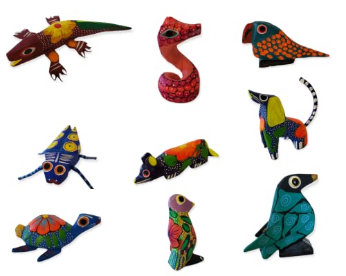 Alebrije Oaxaca Wood Animal Assorted Set Mini Colorful Indigenous Folkart Figurine Sculpture Decor Festive Mystical Whimsical Mystery Box Tlcajete Mexico Unique Valentines Gift Talavera Ethnic #TOP5