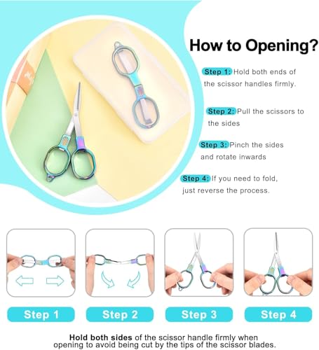 Image of Folding Stainless Steel Travel Scissors - Mini Portable Safety Foldable Pocket Scissors for Travel, Home, Office, Sewing, Crafts, Nurses, Badge Holder Accessories, Outdoor Use