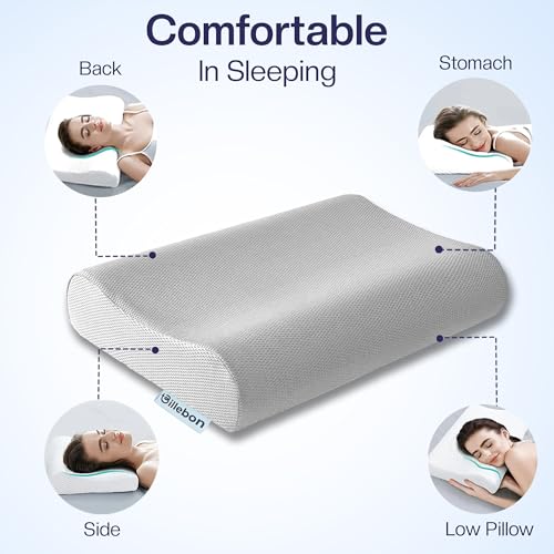 Image of Billebon Memory Foam Pillow, Contour Cervical Orthopedic Memory Foam Pillows Supports Neck Pain and Shoulder Pain for Sleeping, Ergonomic Cervical Pillow Neck Support Pillow for Side Back (Small)