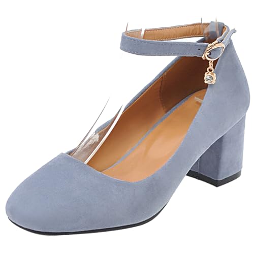 Women Classic Buckle Mid Chunky Heeled Mary Jane Shoes