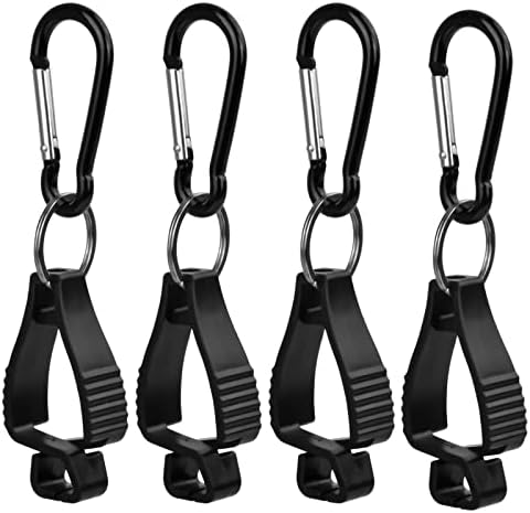 suchkawe 4 Pcs Glove Clip Clamp Grabber Holder Catcher, Guard Labor Safety Work Clamp, Towels Glasses Helmets Hanger Glove Keeper for Belt, Black