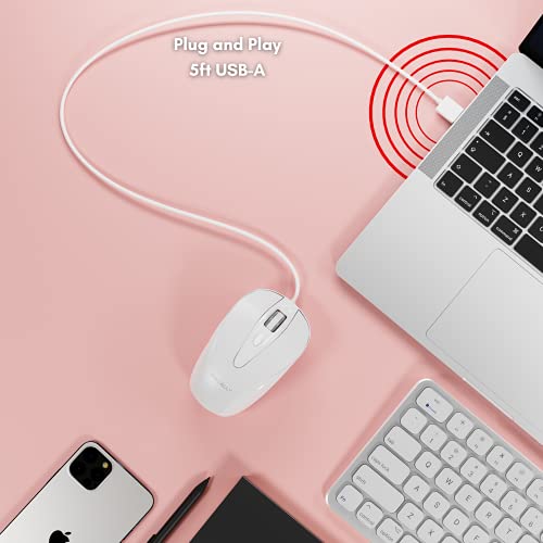 Macally Usb Wired Mouse With 3 Button, Scroll Wheel, & 5 Foot Long Cord, Usb Mouse For Laptop And Desktop, Computer Mouse Wired Compatible With Apple Macbook, Imac, Mac Mini, Windows Pc, & Chromebook #TOP3