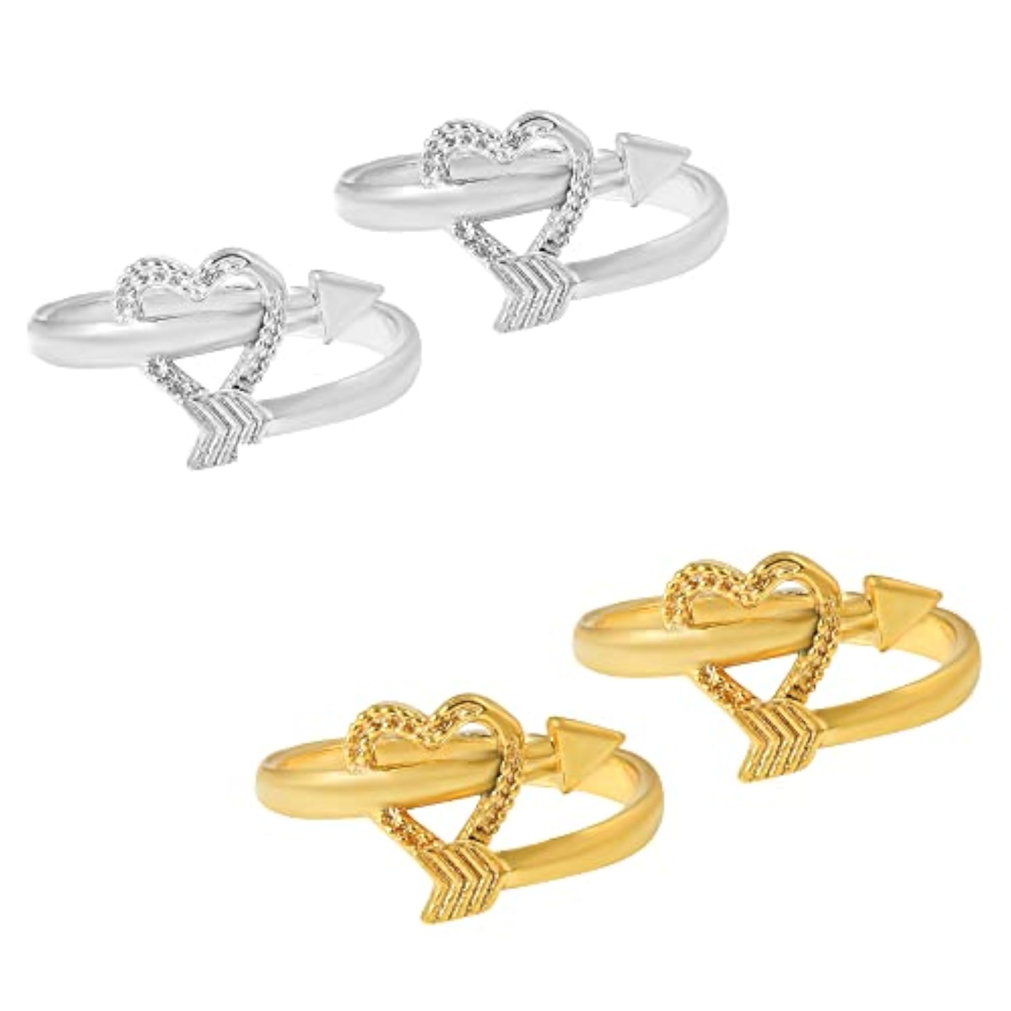 Oxidised Dual Plated Brass Heart Arrow Design Adjustable Toe Ring