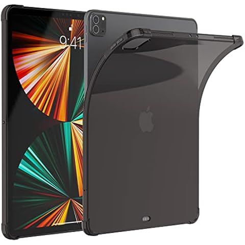 Asgens iPad Pro 12.9'' 2021 Case, Black Clear Silicone Case Flexible Soft TPU Silicone Protective Cover For 2021 iPad Pro 12.9 inch Model A2378 / A2461 / A2379 / A2462 Cover