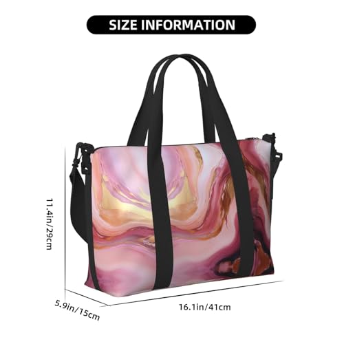 Travel Bag for Weekend Trips, Airplane Carry-On with Adjustable Strap, Marble Pink3
