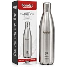 Sumeet Stainless Steel Double Walled Vacuum Flask/Water Bottle, 24 Hours Hot and Cold, 1000 ml, Silver