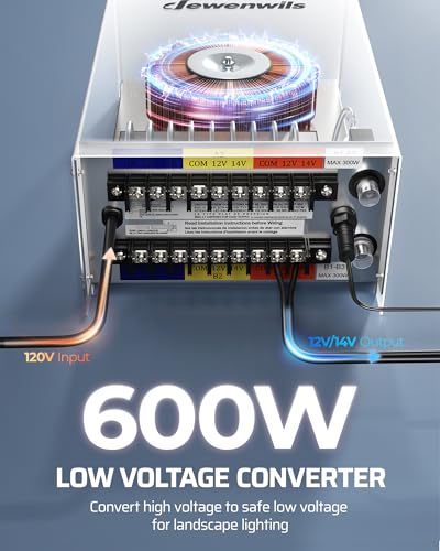 Image of DEWENWILS 600W Low Voltage Landscape Transformer, 6 Independent Outputs, Low Voltage Transformer with Photocell Sensor, 120V to 12V /14V AC, Stainless Steels Landscape Lighting Transformer Outdoor