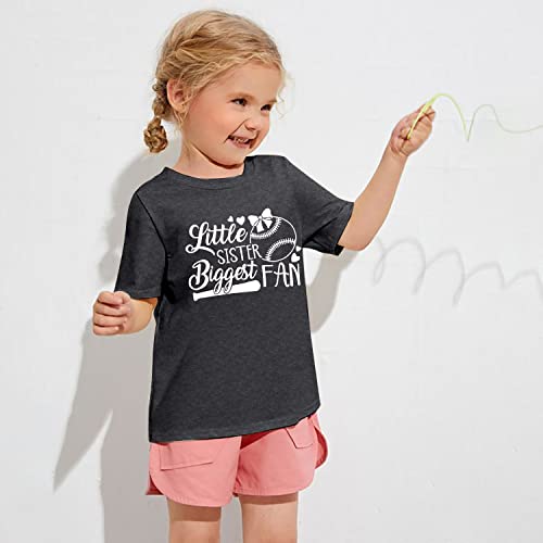 Image of FRYAID Toddler Baseball Sister Shirt Baby Girl Baseball Outfit Big Sister Shirt Birthday Girl T-Shirt Summer Cotton Tee Top