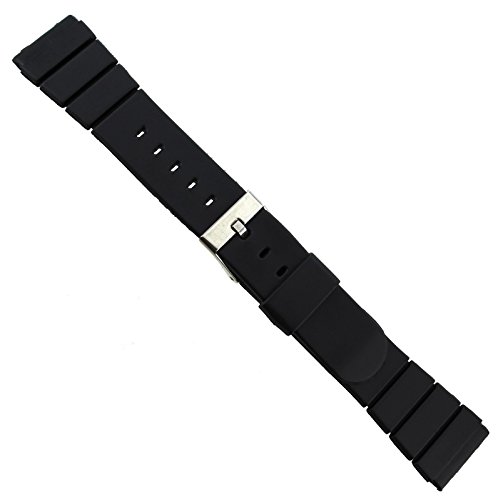 19mm Flex-On Black Rubber Waterproof Sports Strap Watch Band