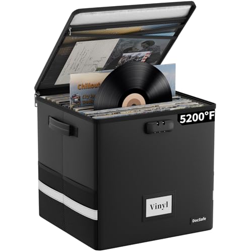 DocSafe Vinyl Record Storage Box with Lock(5200℉) - 8 Layers Fireproof
